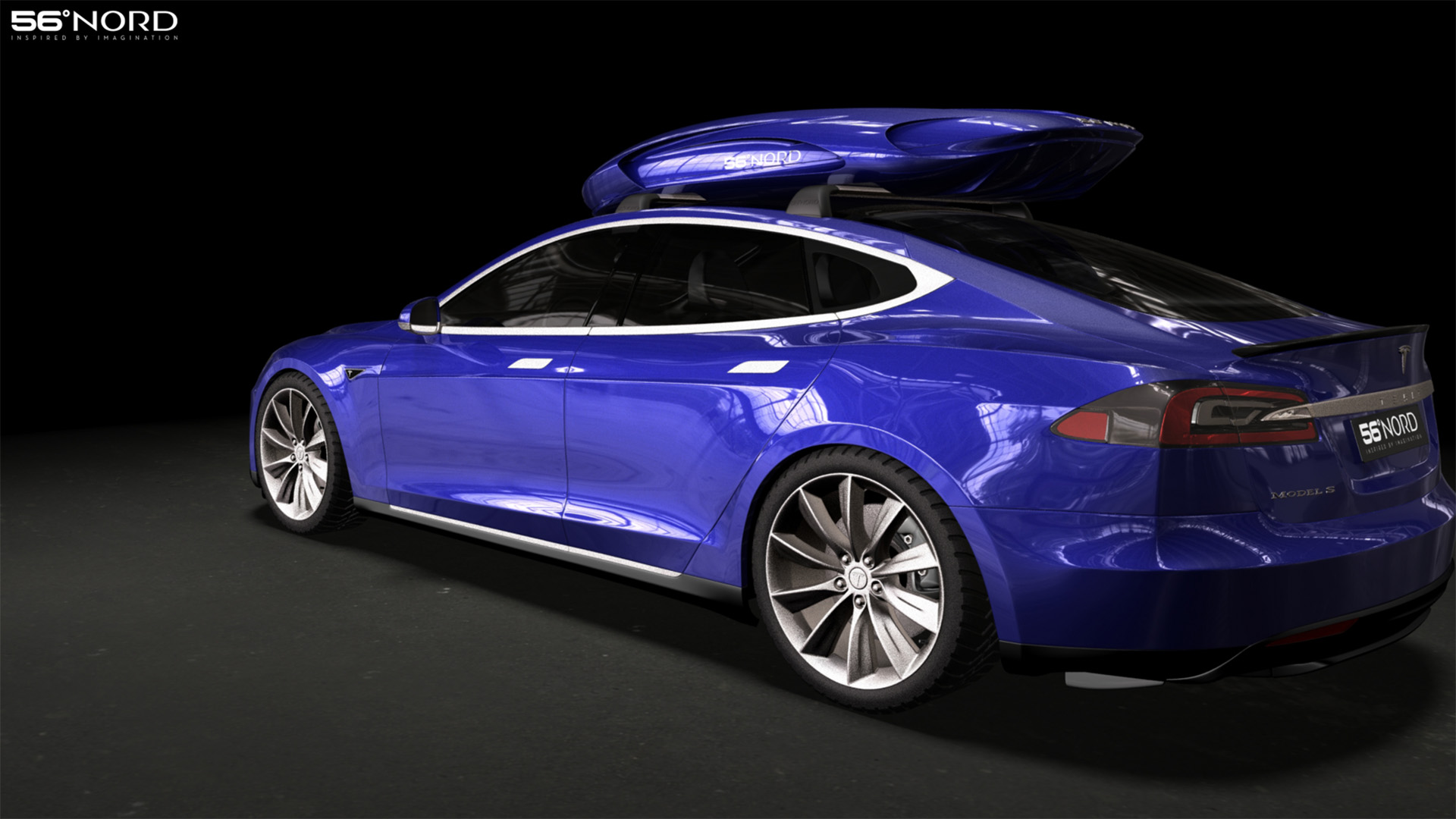 Tesla blue side rear