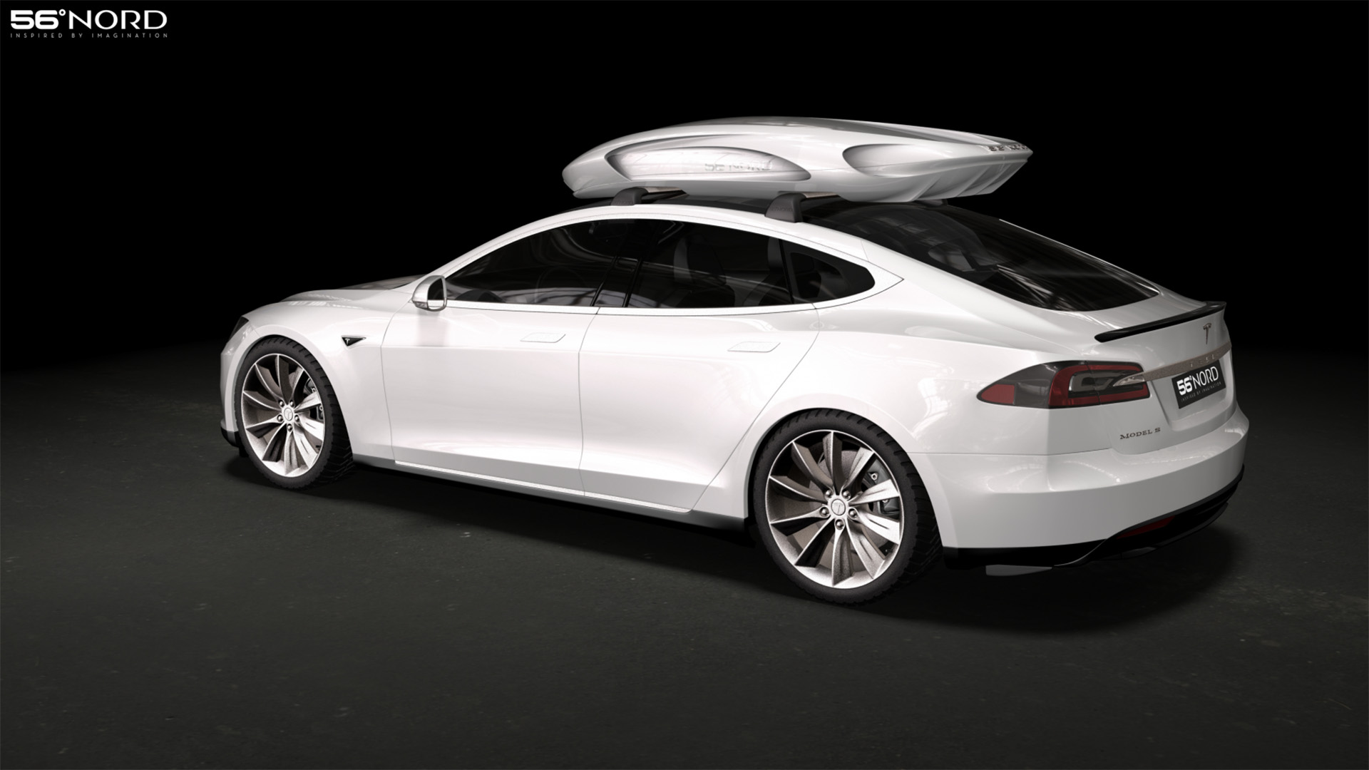 Tesla white side rear